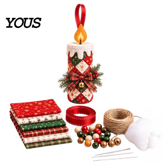 Handcrafted Holiday Display Items DIY Patchwork Ornament Kit for Christmas Decoration, Decorative Fabric Party Materials Craft Set with Traditional