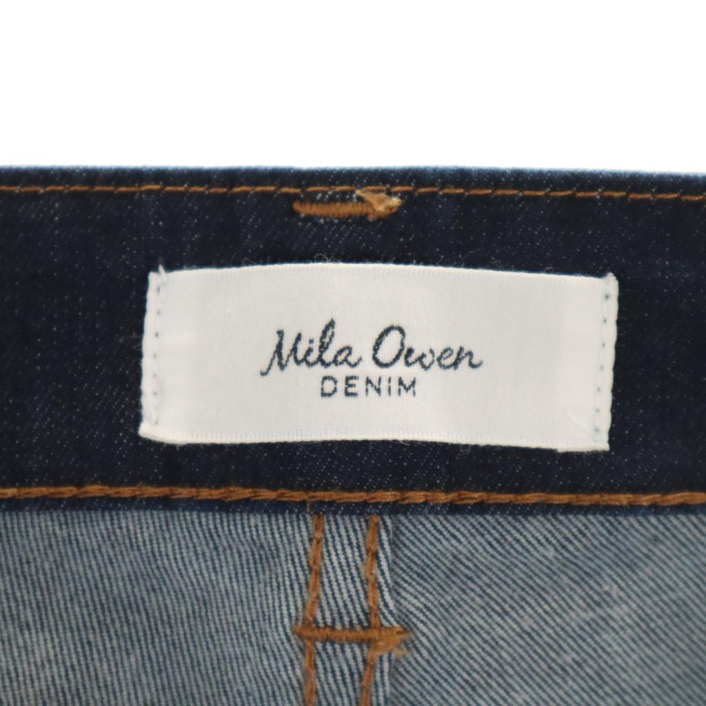 Mila Owen Hem Slit Denim Pants 1 Navy Jeans Stretch Women Used