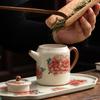 Retro Peony Flower Ceramic Teapot: Anti-Scald Design, Straight Body, Kung Fu Tea Set