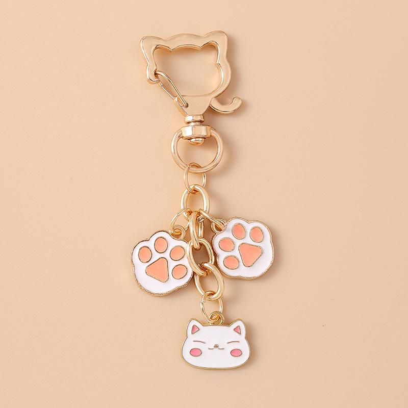 Lovely Enamel Cartoon Cat Keychain Animal Key Ring Pendants for Women Girls Handbag Decor DIY Jewelry Accessories Gifts