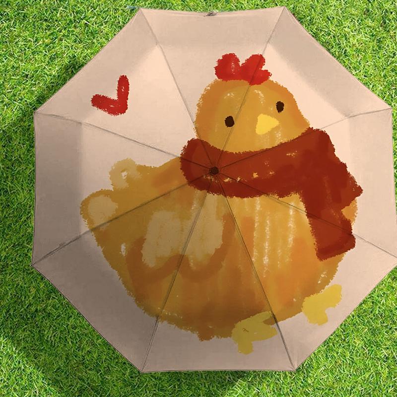 Charmantes Huhn-Schal-Muster Regenschirm: Perfekt für Outdoor-Abenteuer, Automatisches Öffnen/Schließen, Leicht & Langlebig, Ideales Reiseaccessoire und Geschenk 039
