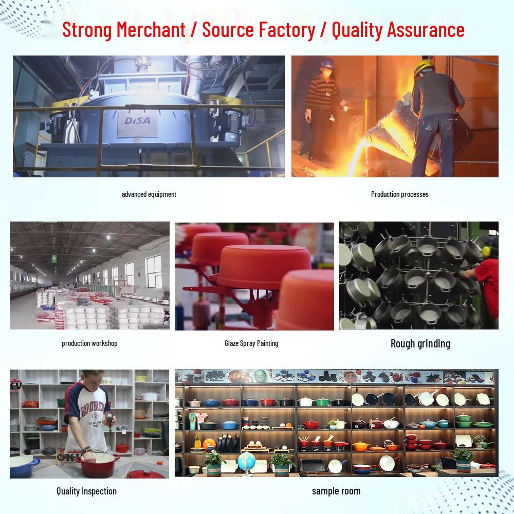 Emaljerat gjutjärn 7-delars set: Soppgryta, Mamma-gryta, Stekpanna, Non-stick-panna