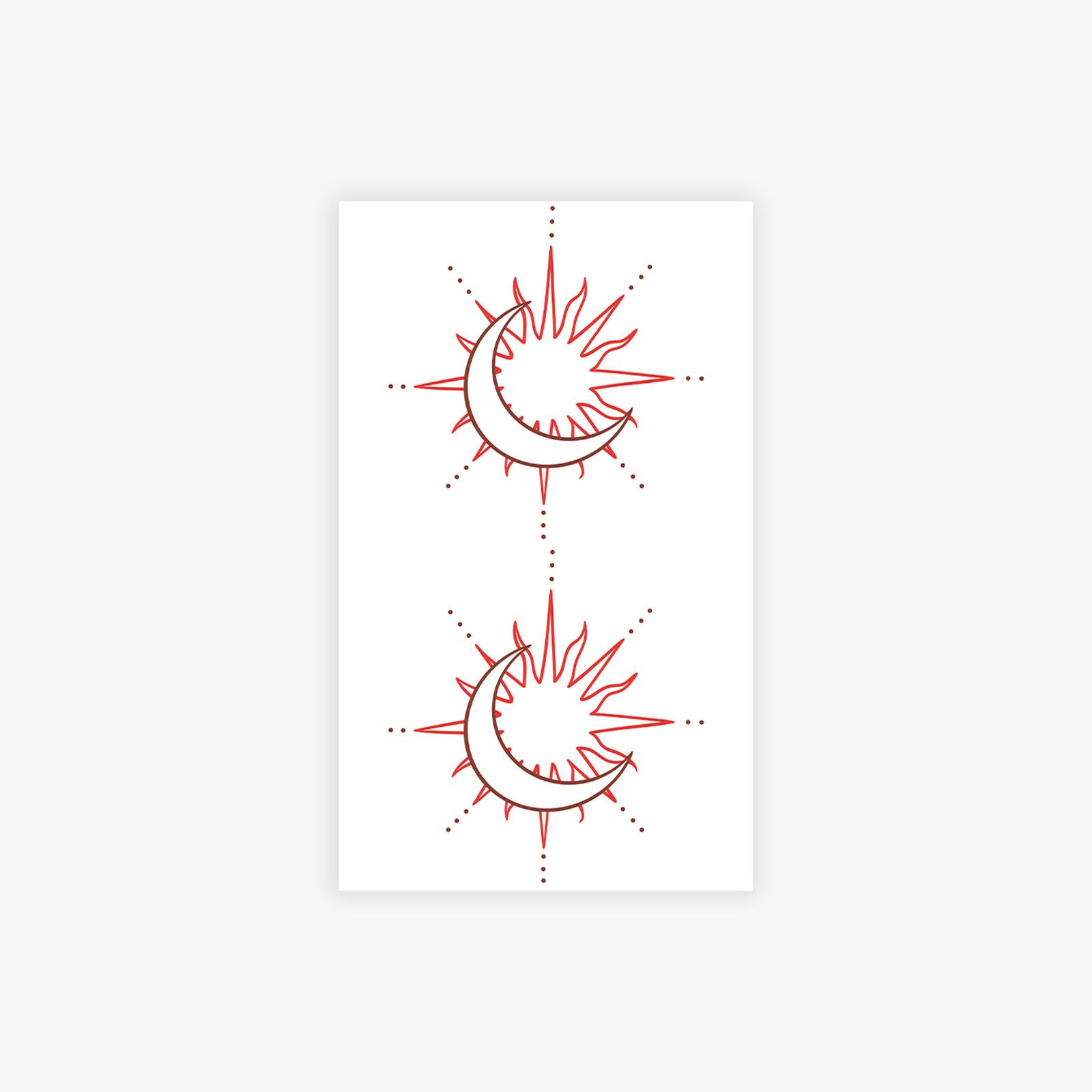 

Sun And Moon Tonghui Tattoo Sticker, Contrasting Thin Lines, Long-Lasting Waterproof, High-End Ankle Sticker 11*18