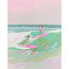 Pink Watercolor Ocean Waves Seascape Poster Oyster Shell Beach Umbrella Surfing Canvas Printing Wall Art Picture Home Decor