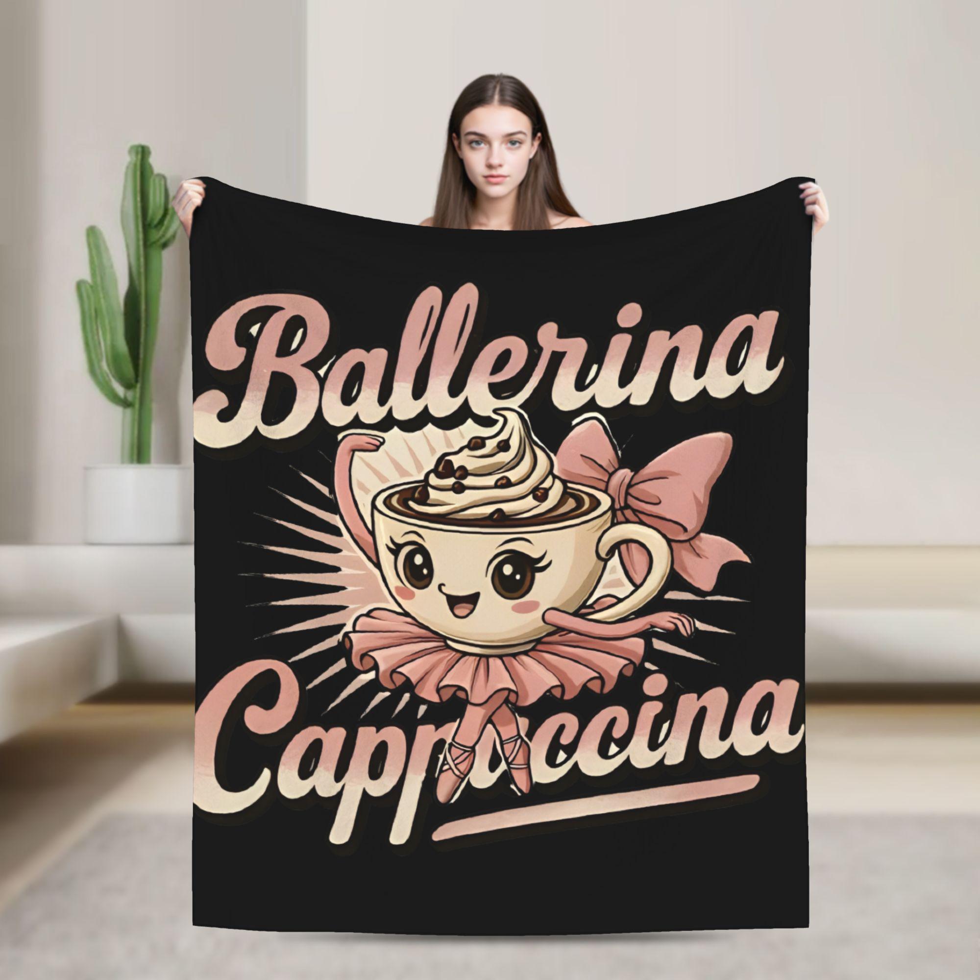 

Плед с мемом Ballerina Cappuccina Italian Brainrot Фланелевый Забавный Дышащий Плед для Дома Ресторана Лето 200x150cm 80x60in