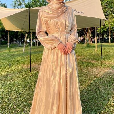 Damen Muslimisches Abendkleid Übergröße mit Fließendem Garn