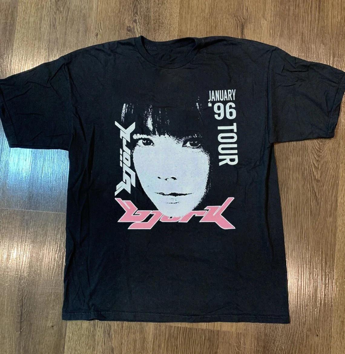 Vtg Bjork January 96 Tour Heavy Cotton Black Shirt For Men Full Size CM090 S