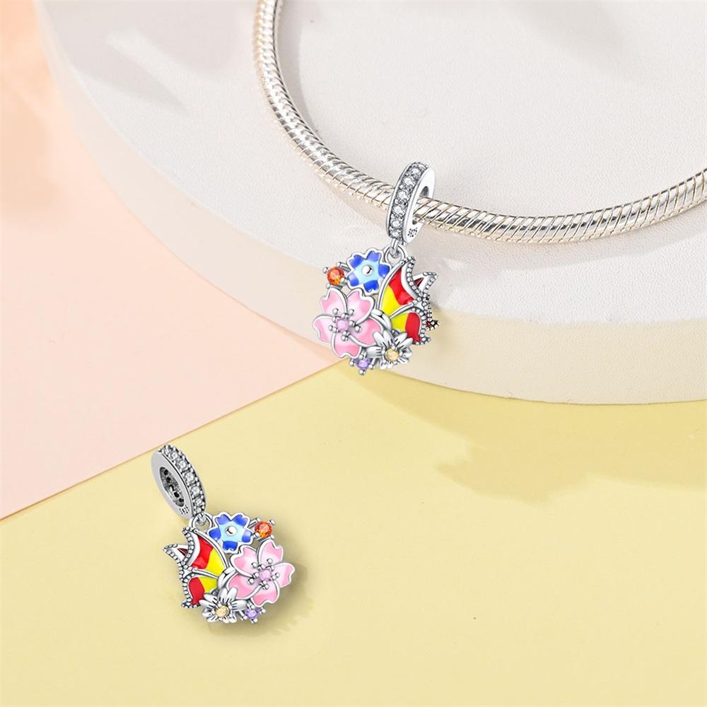 Original Charms Copper Butterfly Lovers' Pendant Plant Beads Fit Bracelet Women Jewelry Making Diy Gift
