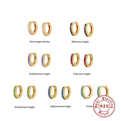 S925 Sterling Silver Classic Fashion Versatile Round Micro-Inlaid Zircon Ear Buckle Trend Stud Earrings Jewelry Earrings