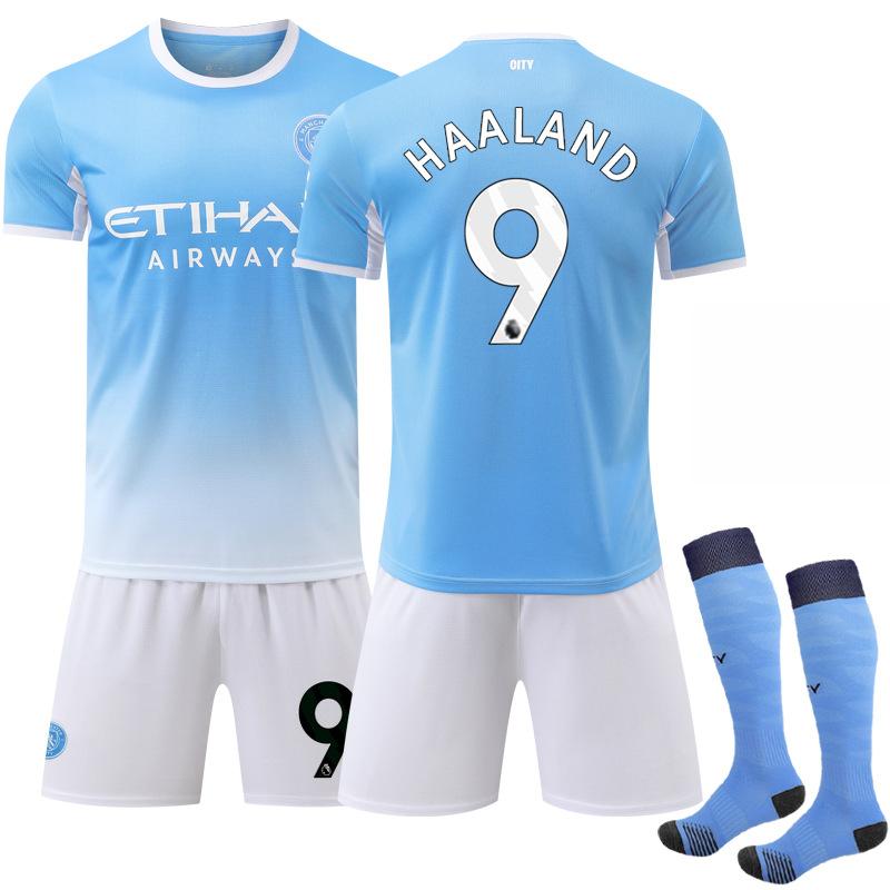 2627 Man City Quick-Dry Home & Away Kit: Men's Short Sleeve Jersey Set for Summer