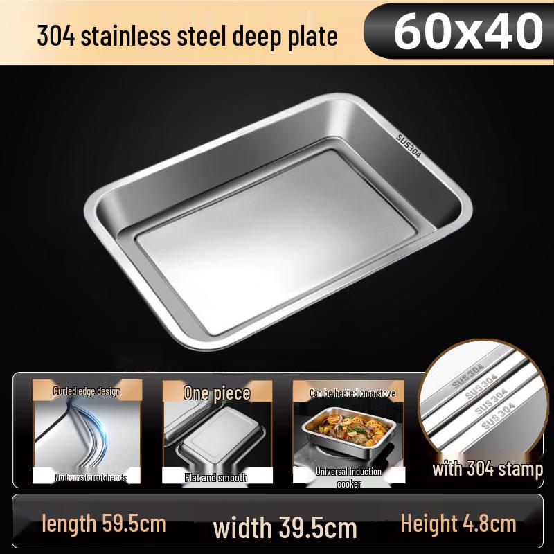 304 Stainless Steel Deep Rectangular Prep Tray