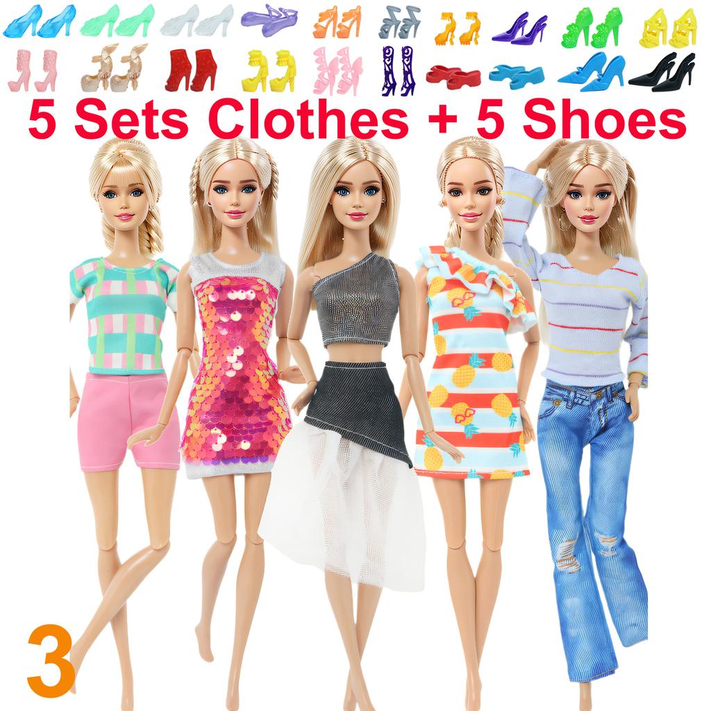 10 Stück/Set Mode-Outfits Ba Puppe Bie Hemd Hose Kleid Schuhe 11,5 Zoll Puppenkleidung Puppenhaus 11,8" 30cm 1/6 Puppenzubehör