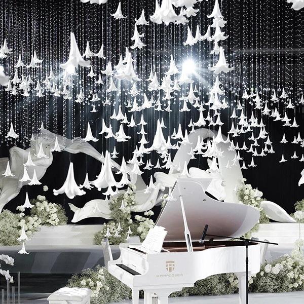 Lily White Crystal Hanging Ceiling Decoration for Weddings & Birthdays
