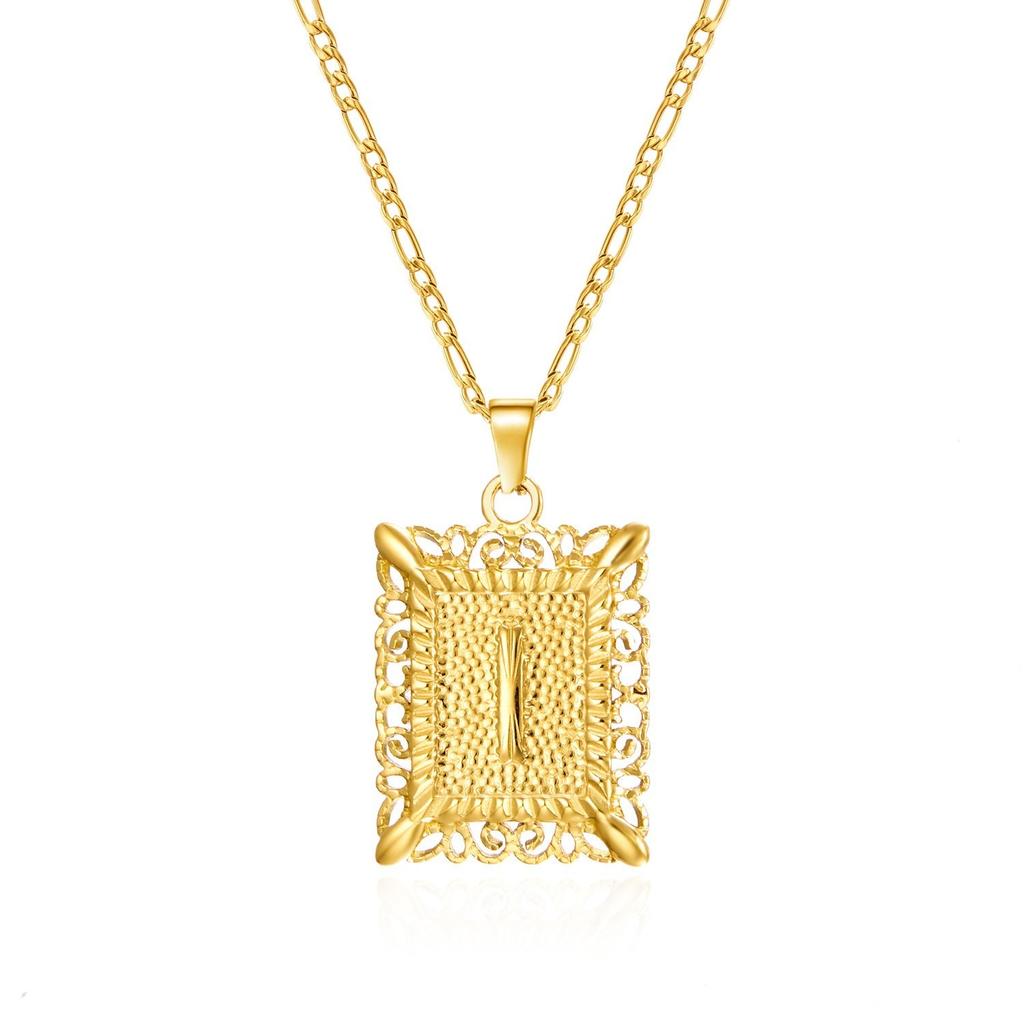European and American style simple square 26 letter pendant necklace women's personality high-end design jewelry