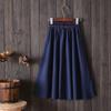 Women Summer Midi Knee Length Skirt Korean Ladies High Waist Pleated A-line School Skirt Female