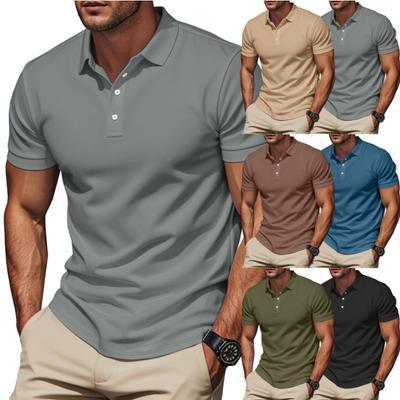Men Casual Short Sleeve Solid Polo Shirt Customizable Logo Sports Top