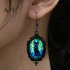 Retro Alloy Dangle Earrings 1 Pair Halloween Gothic Black Cat for Women, Vintage Exquisite Craftsmanship Party Favors Dark Punk Style Drop Earrings,