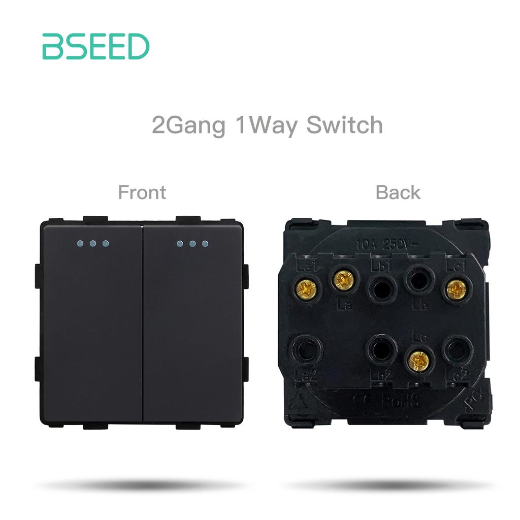 BSEED Glass Socket Frames 1/2/3Gang Mechanical Button Switches French Socket TV ST RJ45 CAT5 Type-c USB Sockets DIY Insert Parts