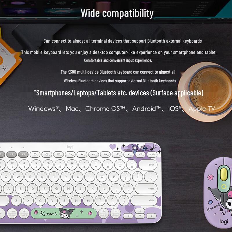 Logitech K380 Wireless Multi-Device Bluetooth Keyboard - Kuromi Special Edition