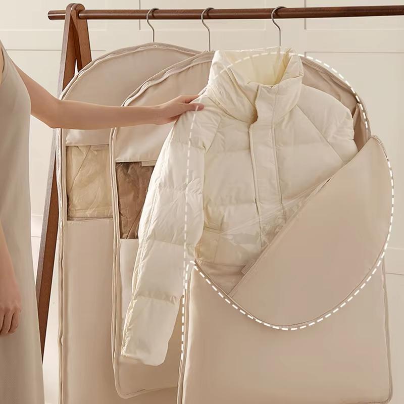 1pc Down Jacket Compressed Dust Cover Clothes Compression Hanging Bag Household Visible Clothes Storage Bag Wardrobe Organizer