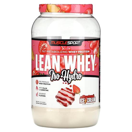 Lean Whey, Iso-Hydro, Strawberry Ice Cream, 2 Lbs (908 G)