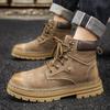 2025 New Martin Boots Men's Wear-resistant Autumn and Winter Outdoor Velvet Warm British Style Tooling Rhubarb Boots Men