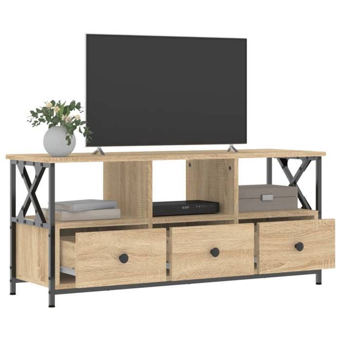 VidaXL TV Cabinet Sonoma Oak 102x33x45 Cm Engineered Wood and Iron 831789