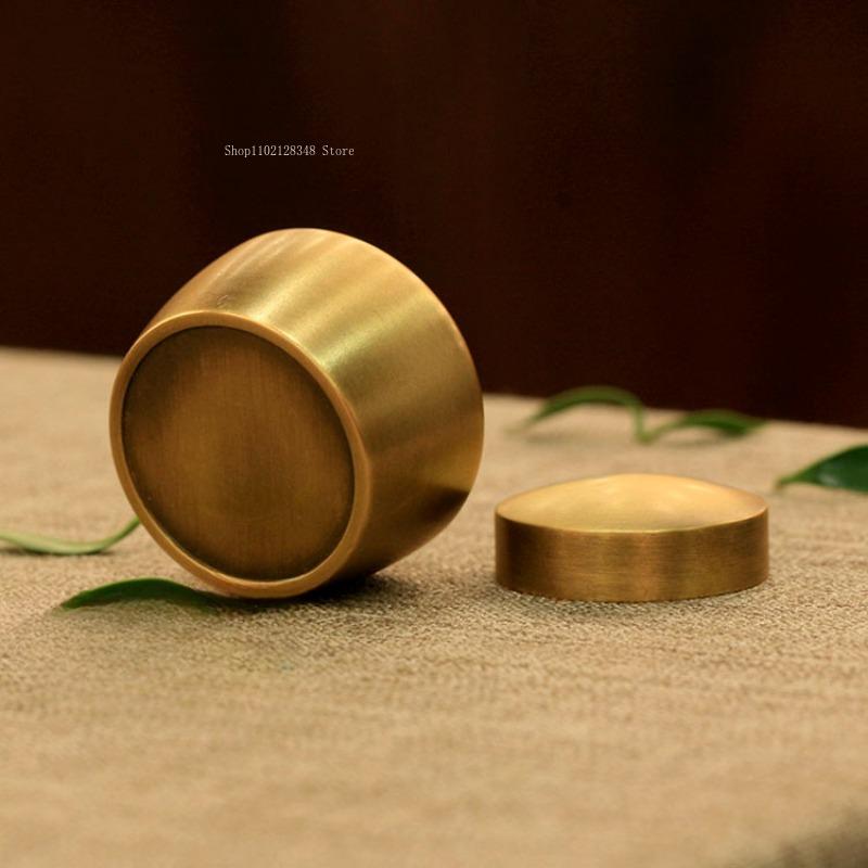 Incense Powder Jar Vintage Pure Copper High Lid Mini Tea Jar Home Indoor Tea Room Incense Decoration Aromatherapy Appliance