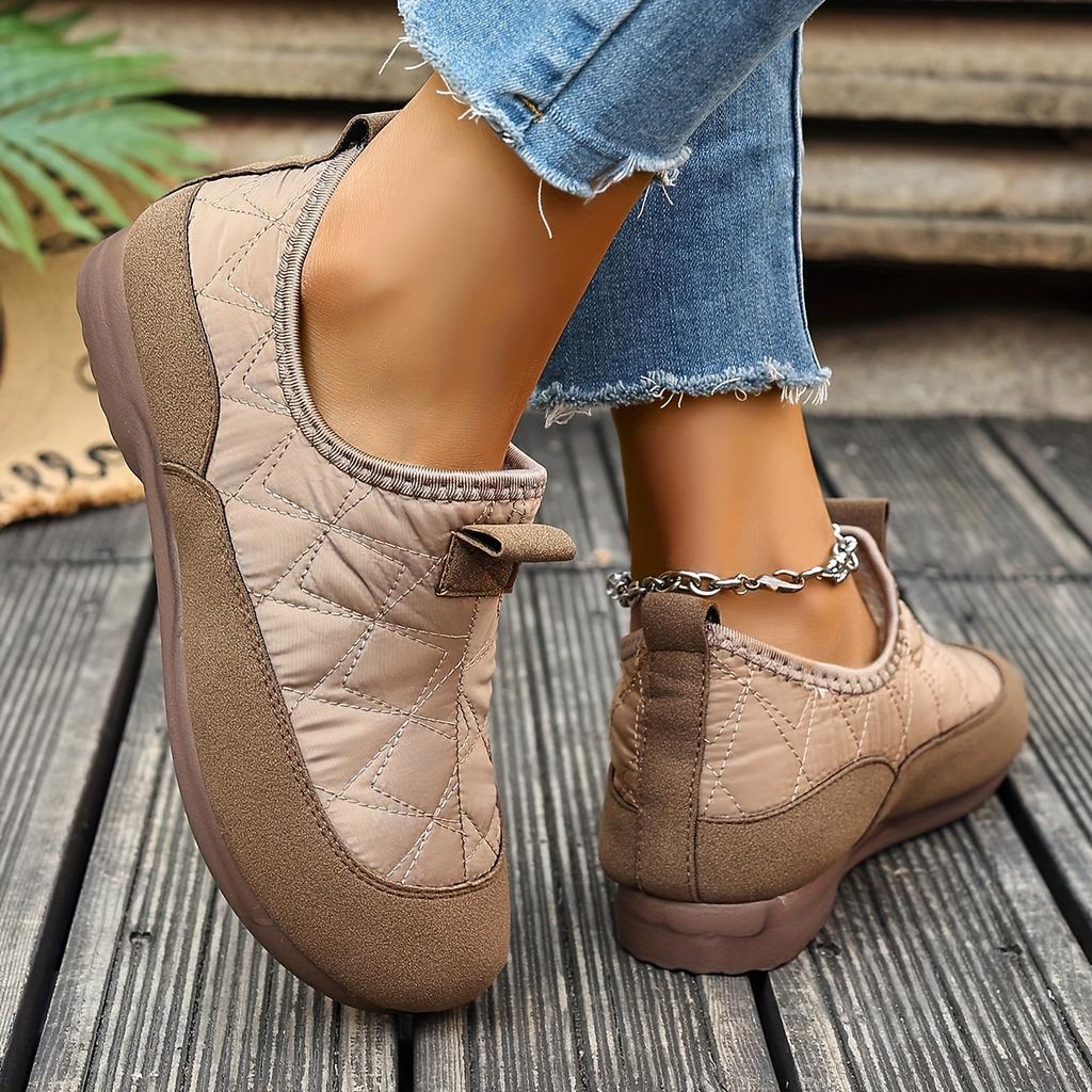 Women'S Cozy Slip-On Winter Boots - Warm Fleece-Lined Round-Toe Ankle Boots with Chunky Sole, Brown Casual Boots for Casual Attire, Winter Footwear