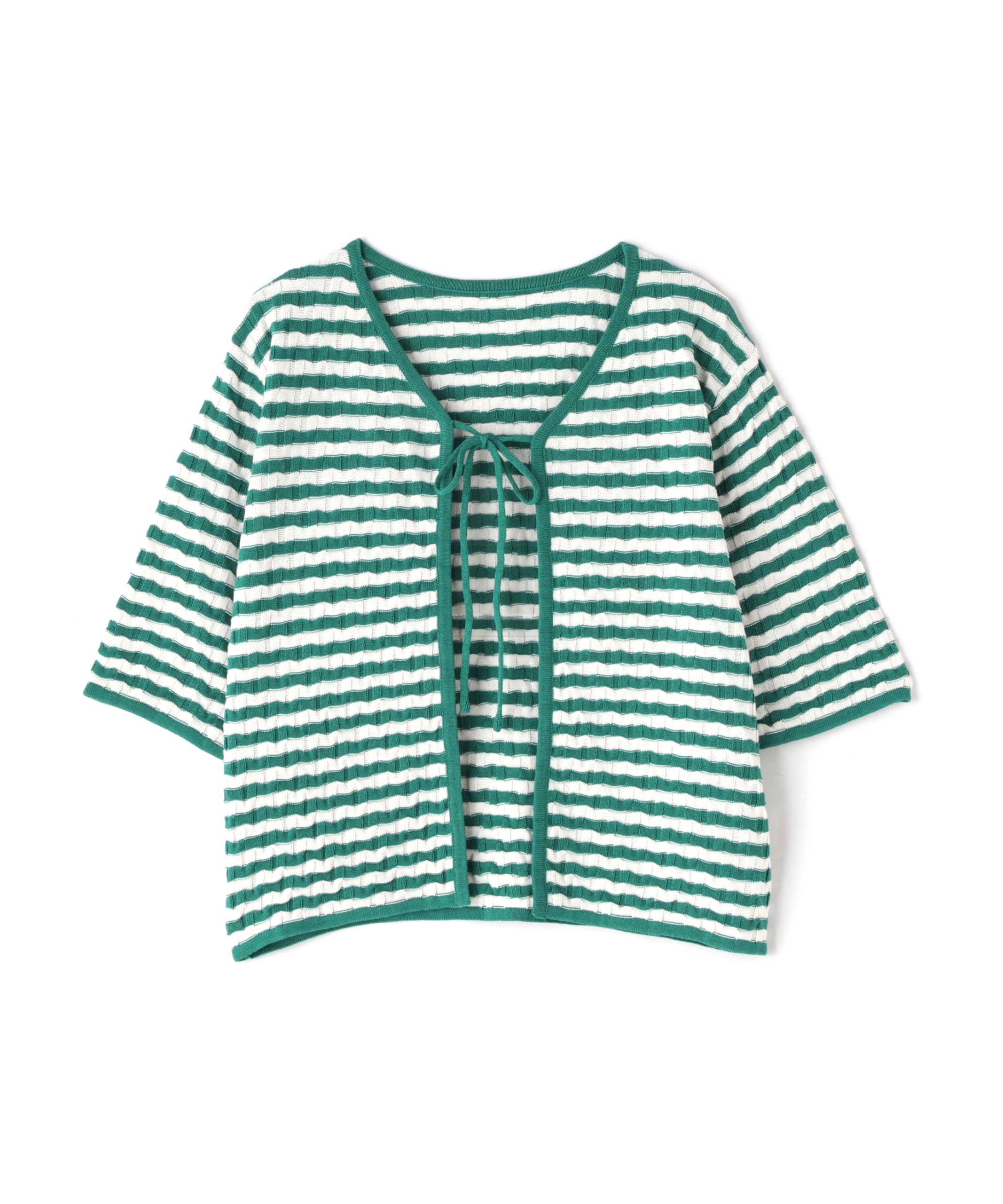 

Свитер Natural Beauty с лентой спереди и полосатой [N Basic] женской вязкой, зеленый/не совсем белый