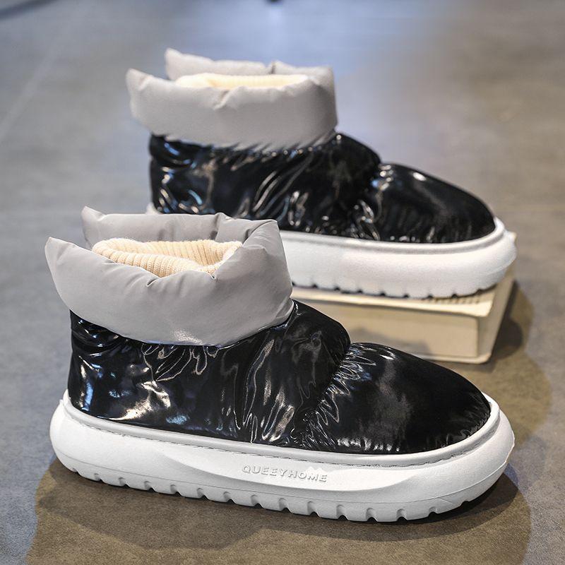 Kinder Schneestiefel Jungen Schuhe wasserdicht und rutschfest Winter Baumwollstiefel gefüttert und verdickt große Baumwollschuhe mit integriertem Fell für Mädchen