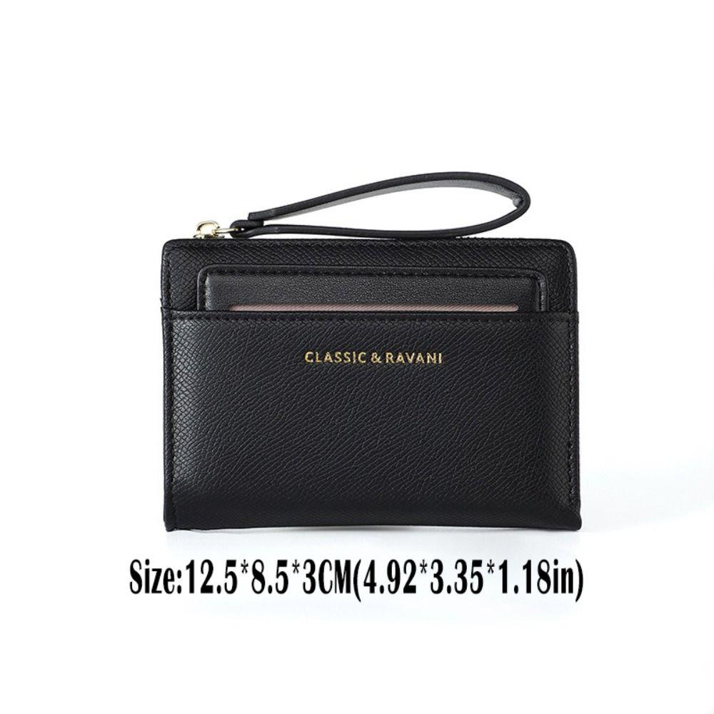 New Portable Women's Wallet PU Leather Multipurpose Coin Purse Lanyard Solid Color Card Holder