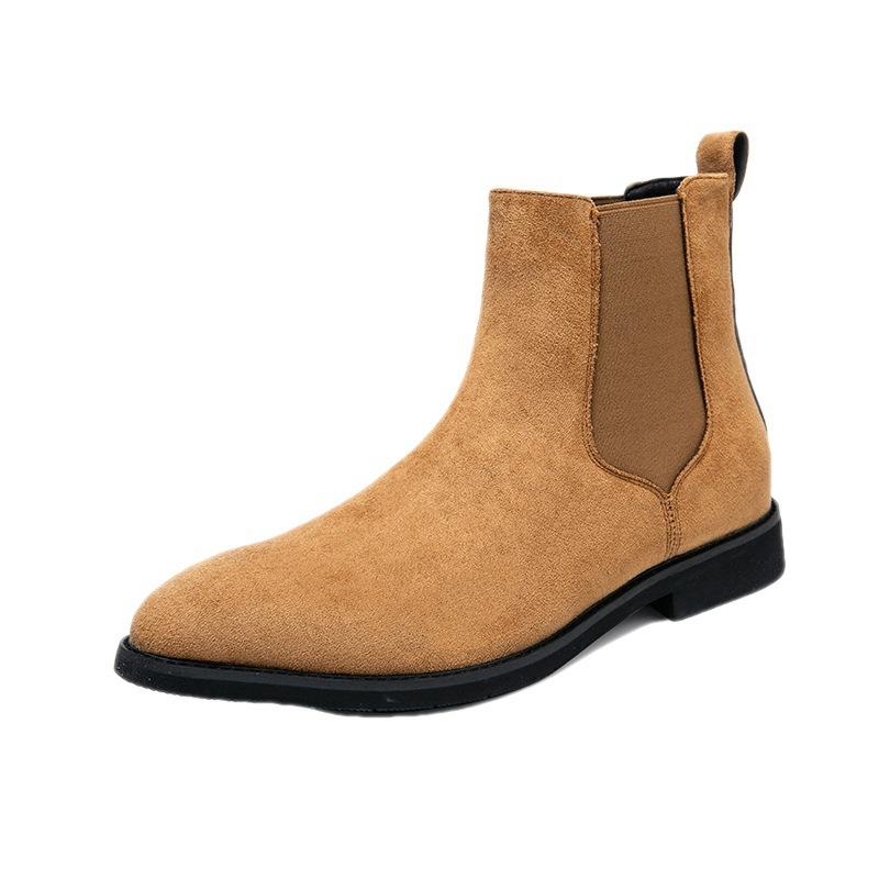 Autumn and winter solid color Chelsea men's boots British fashion large size matte surface foot cover short leather shoes