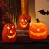 Yousheng Halloween Pumpkin Lamp Spooky Light Up Pumpkin Figurine Glowing Decorative Pumpkin with LED Light for Haunted House Halloween Home Garden