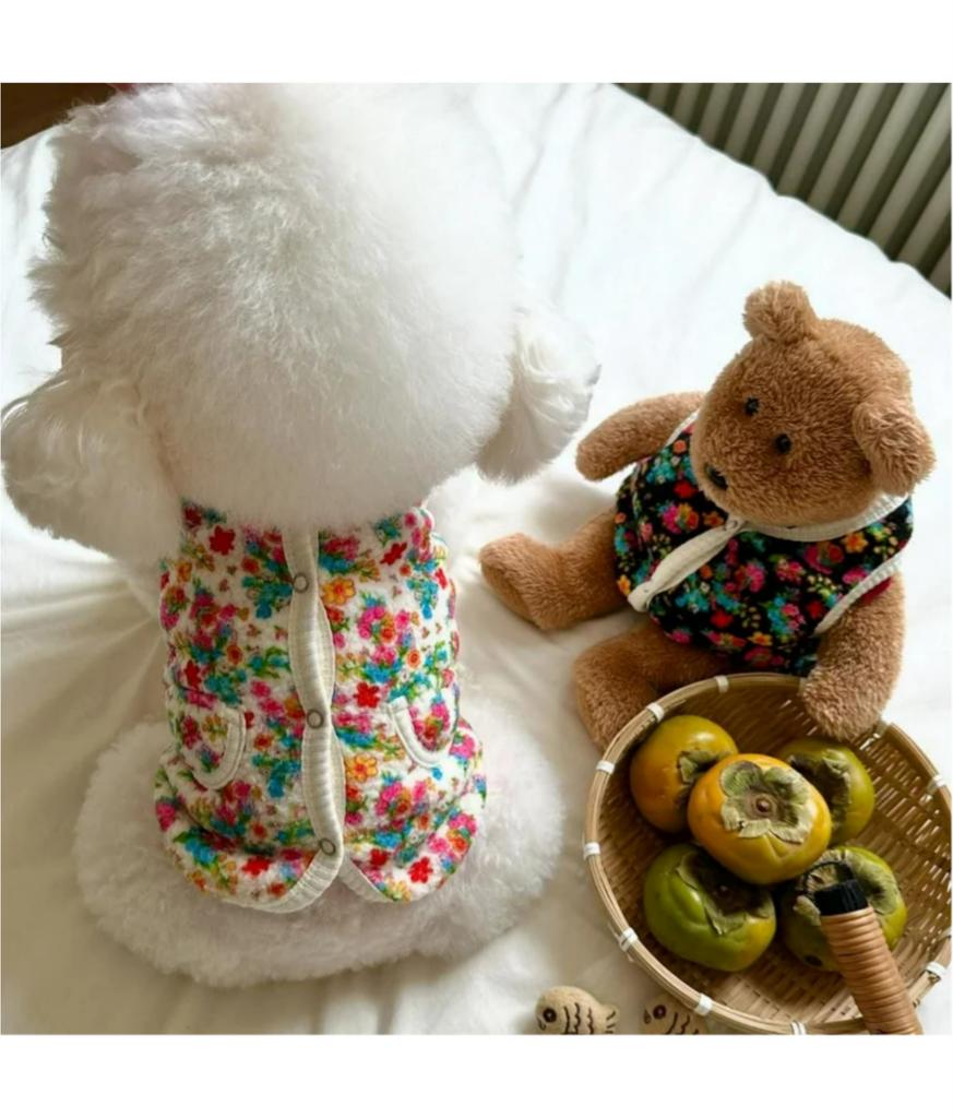 Autumn Winter Dog Clothes Small Dogs Coat Fashion Flower Cat Pet Costume Dog Warm Jacket Chihuahua Bichon Yorkie Plush Dog Vest