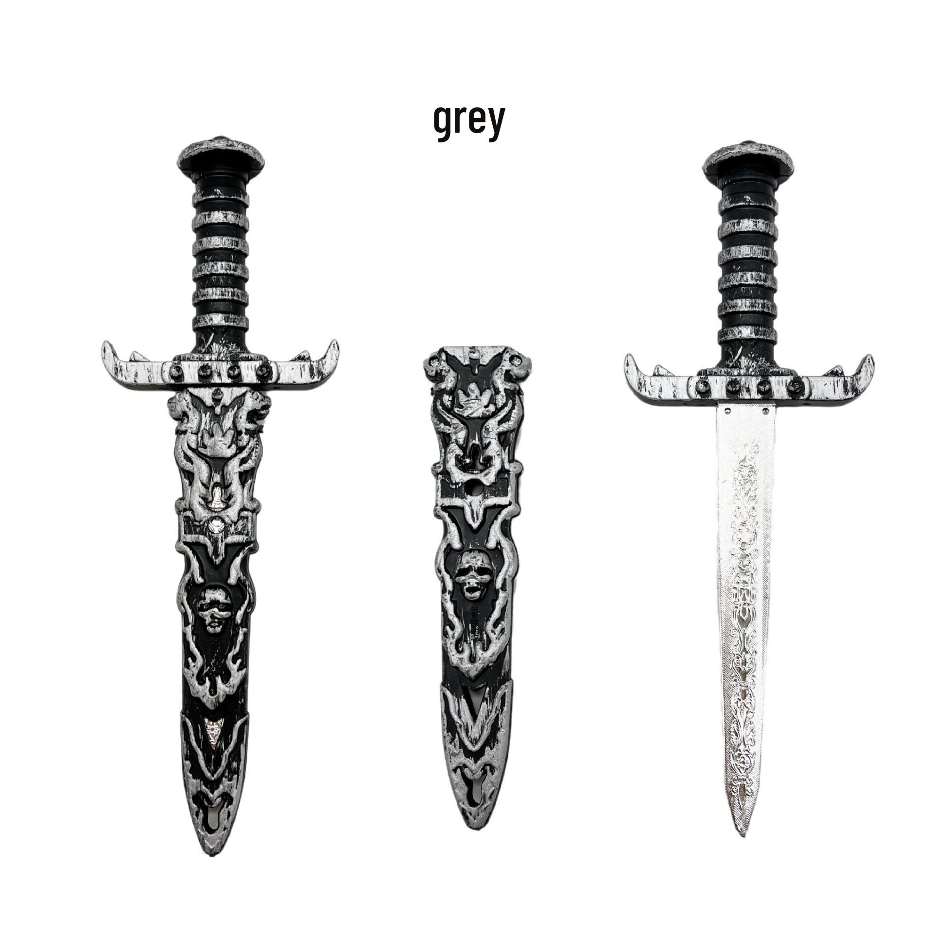 

Пластиковый меч с гальваническим покрытием 808 - Пиратский кинжал для выступления на Хэллоуин серебряный серый