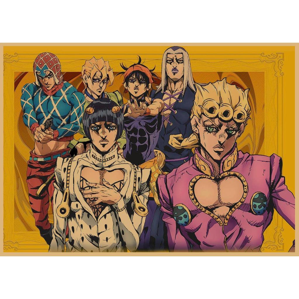 JoJo's Bizarre Adventure Retro Kraftpapier Poster - Japanische Anime Dekoration für Bar, Restaurant oder Café.
