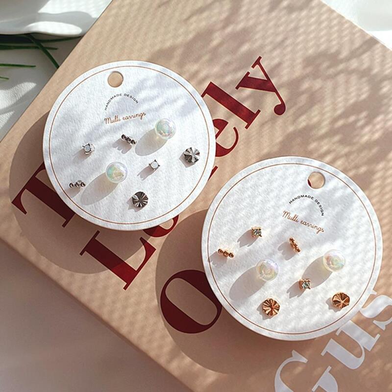 

Women s Mini Flat Cubic Layered Earrings A22826_Silver