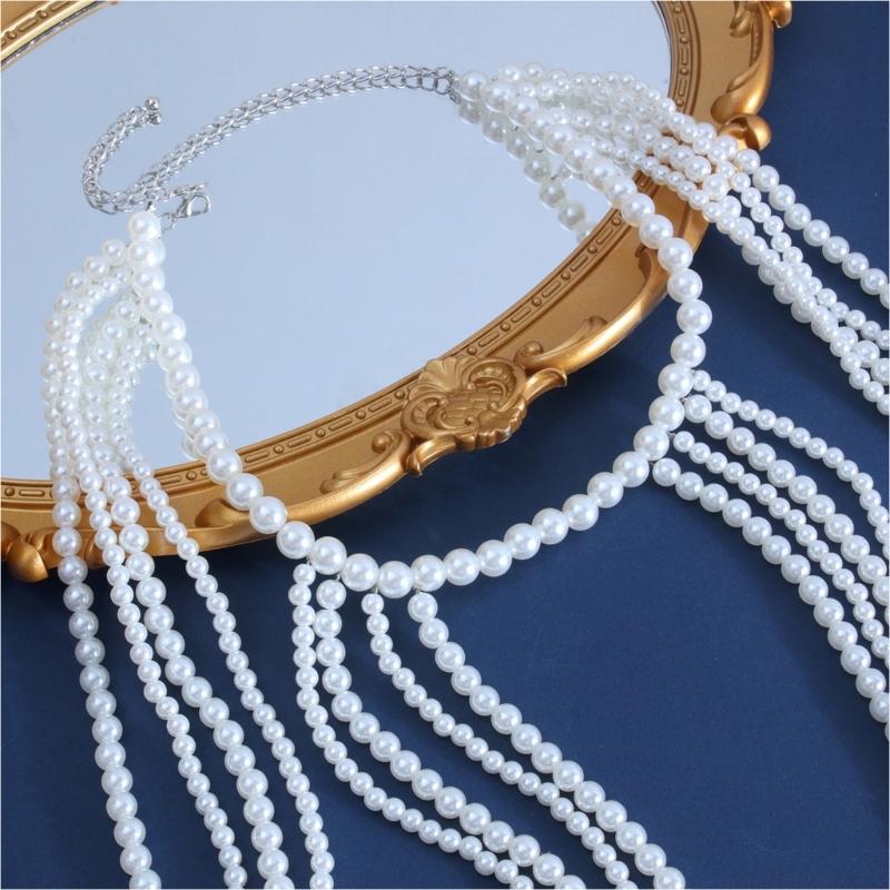 Contemporary Imitation Pearls Shoulder Jewelry for Women Body Chain Suitable for Enhancing Outfits At Various Event