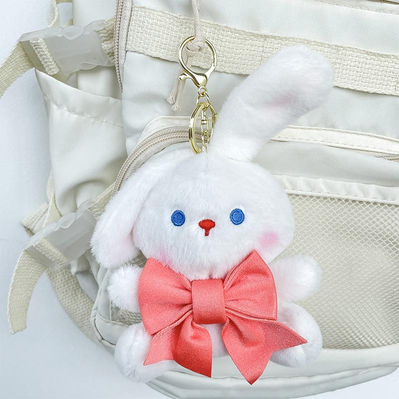 Cute Bow Bear and Rabbit Doll Pendant Cartoon Plush Toy Bag Keychain Doll