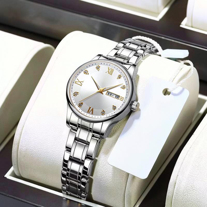 Modern Women Quartz Watch For ORUSS Simple Steel Band Waterproof Luminous Pointer Fashion Elegant Office Casual Wrist Clock