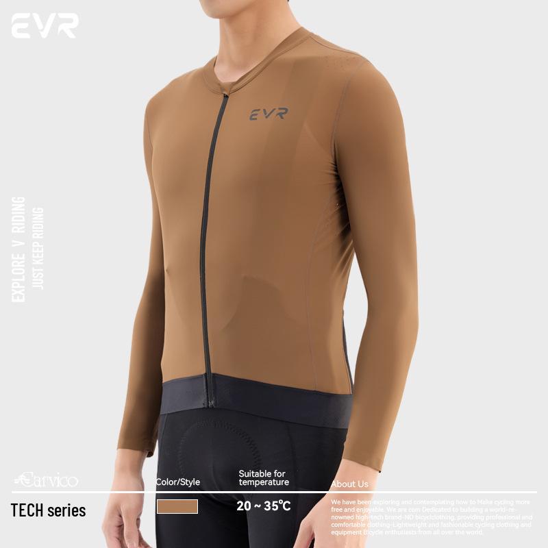 EVR Tech Men's Long Sleeve Cycling Jersey - Moisture-Wicking, UV Protection, Spring/Summer Road Bike Top