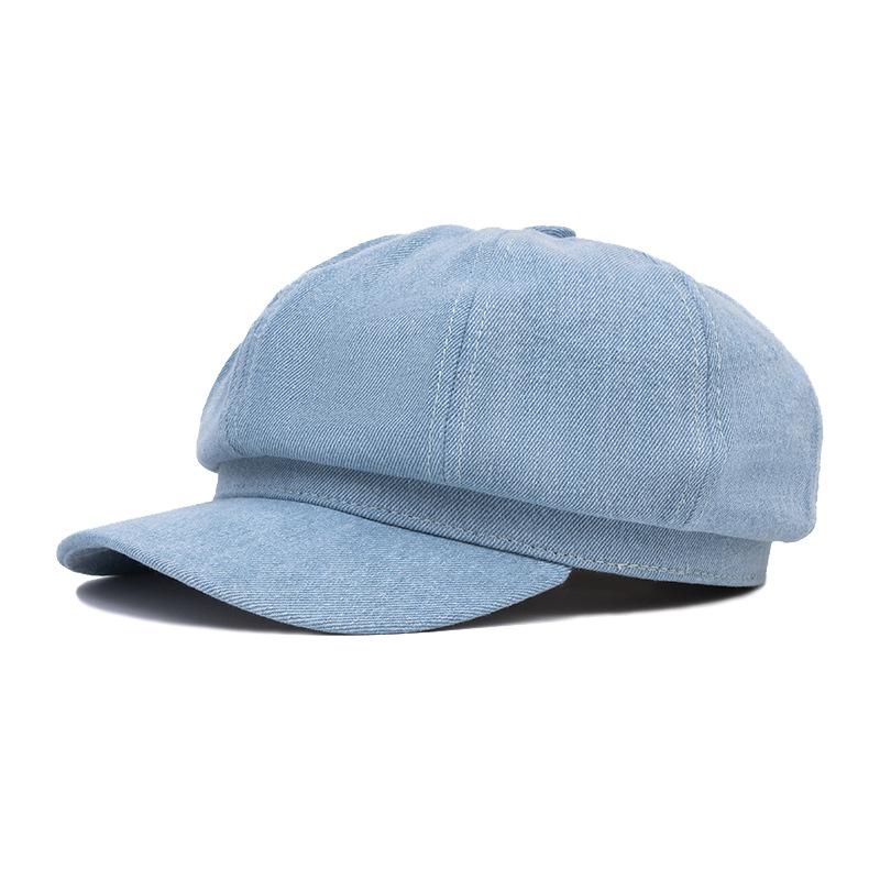 

Джинсовая восьмиугольная кепка осень-зима женская берет кепка художника шляпа от солнца кепка с козырьком белый/синий