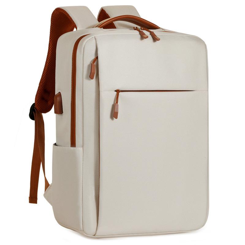 Schoolbag New Simple Business Backpack USB Charging Large Capacity Computer Bag Contrasting Color Commuter Multifunctional Backpack Wholesale