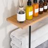 Wall Mounted Towel Holder with Wood Shelf Strong Load-bearing Easy To Install Multi-functional Bathroom Towel Rack Storage Holder