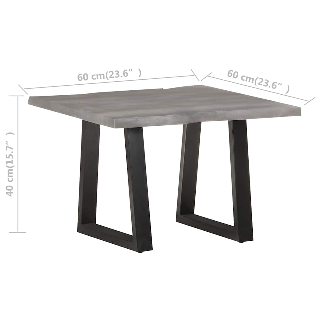 Coffee Table with Tree Edge 60 X 60 X 40 Cm Solid Acacia Wood