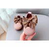 Spring/Autumn Girls' Leather Shoes with Bow, Square-Toe Soft-Sole Walking Flats for 1-Year-Old Babies, Breathable Anti-Slip Infant Shoes.