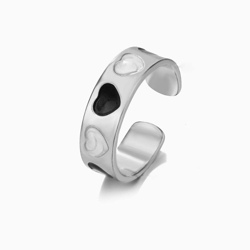 Fashion Stainless Steel Geometric Rings for Women Simple Black Color Dropping Oil Adjustable Rings Wedding Jewelry Gift Bijoux