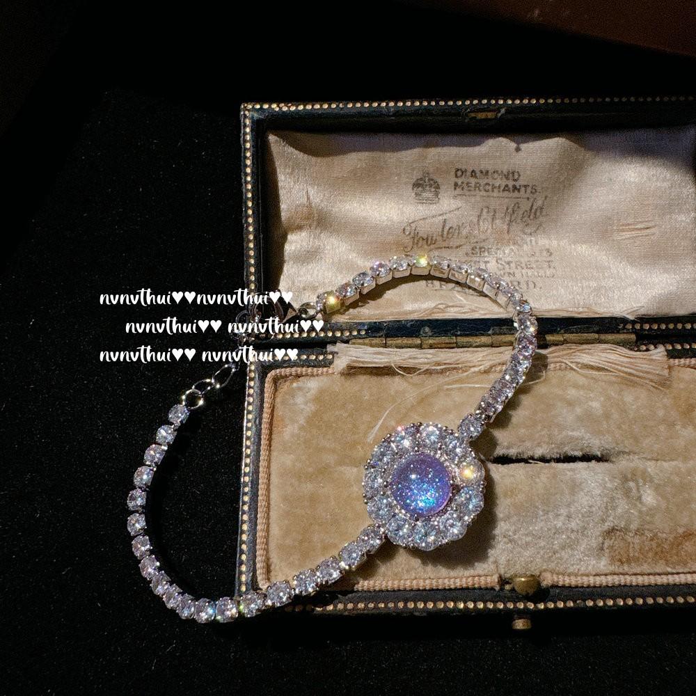 Illusion Bubble Iris Purple Flower Jewel Necklace, Tahiti, Star Purple Flower Zircon Pearl Earring Set