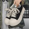 AFANTING Black & White Thick Sole Canvas Shoes for Men, Height-Boosting Classic Trendy Sneakers, Ugly-Cute Design X289